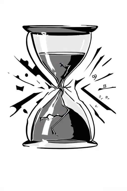 Hour Glass Broken With Numbers 987