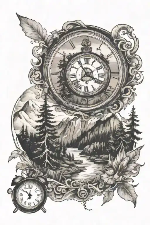 Clock And Black Forrest Mountain