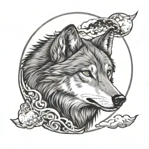 Wolf And Moon