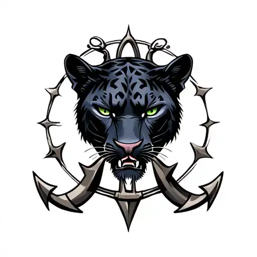 Black Panther And Anchor Behind