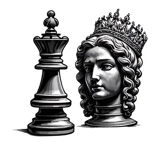 Queen Chess Piece With 2 Bishop Chess Piece