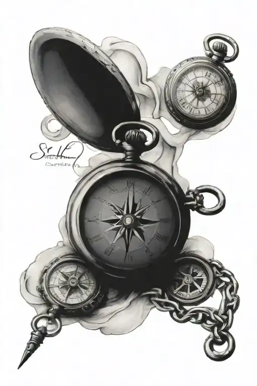 Pocket Watch And Compass