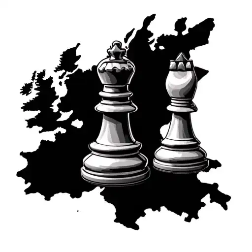 Queen Chess Piece With 2 Bishop Placed On A Map Made