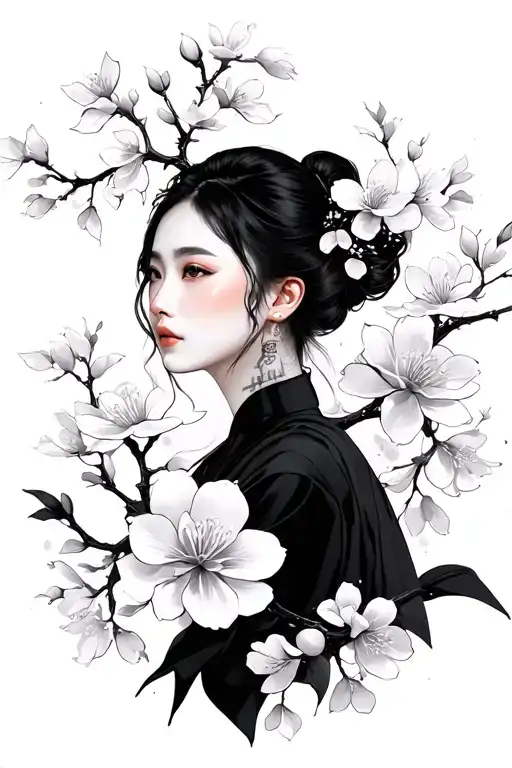 Korean And Cherry Blossoms