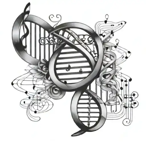 Dna Helix Intertwined With Musical Notes