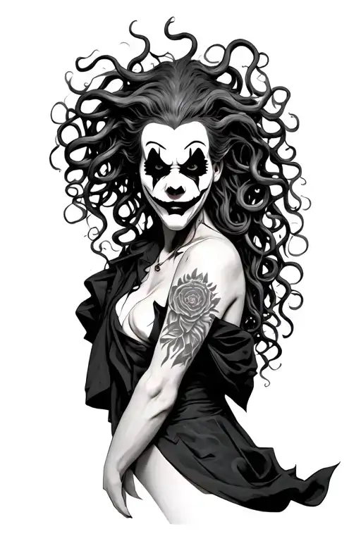 Medusa With Joker Mask Holding