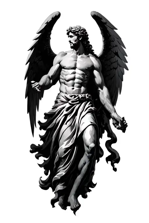 Greek God Angel Fighting Dark Figuers