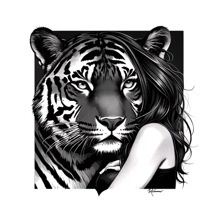 A Tiger And A Sexy Looking Woman