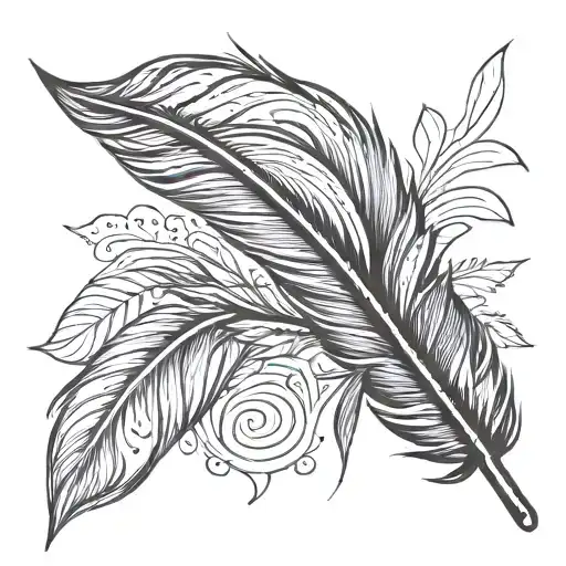 Feather Quill Scrawling Line