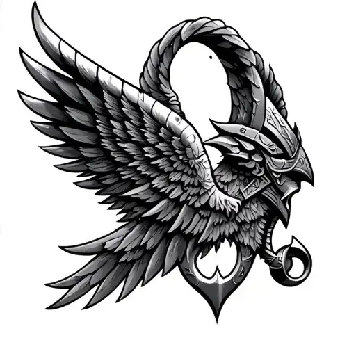 Viking Runes And Other Viking Sumbols And Valkyrie Wings Intertwined