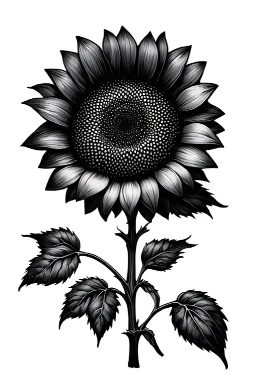 One Big Sunflower Outline Honeycomb Design Wildflowers Feminine Minimal