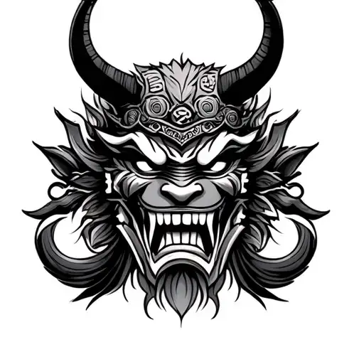 Bottom Half Japanese Oni Samurai Mask
