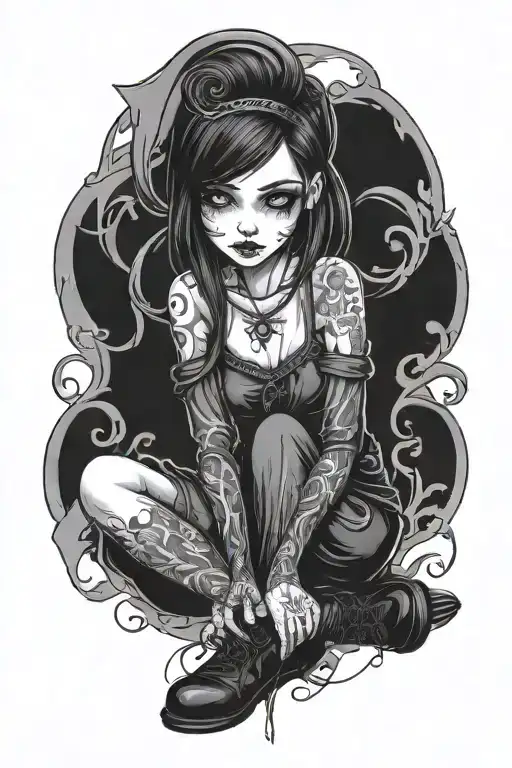 Goth Girl Sitting Down