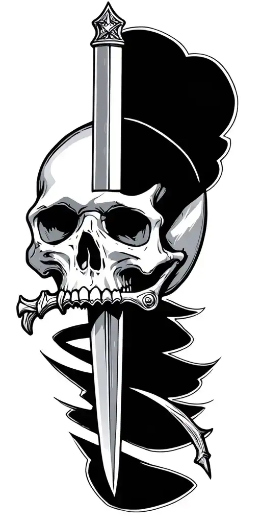 Skull With A Dagger Through The Skull