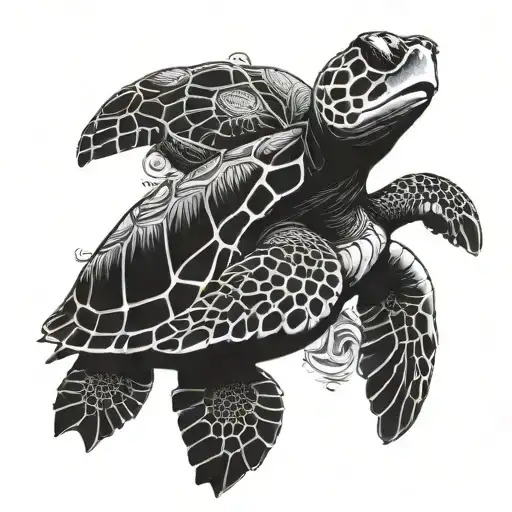 Sea Turtle Inspired By Scuba Diving Scene