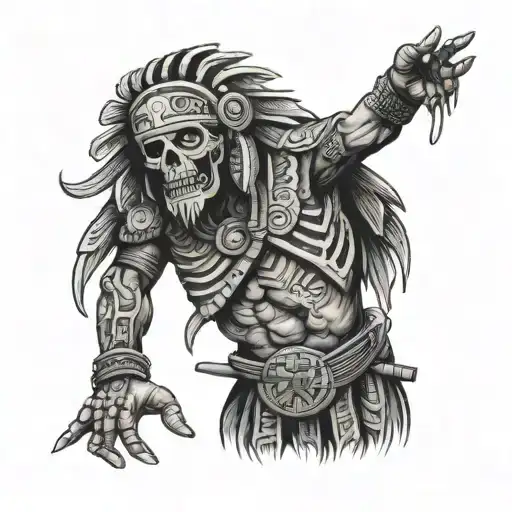 Aztec Death Holding Bleeding Hand Grabbing