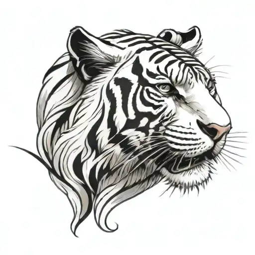Small White Tiger Head With Chinese Writing Saying Little White Tiger