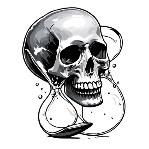 Hour Glass Coming Out Of A Skull