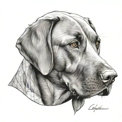 Labrador Portrait Half Realism Half Geometric Design