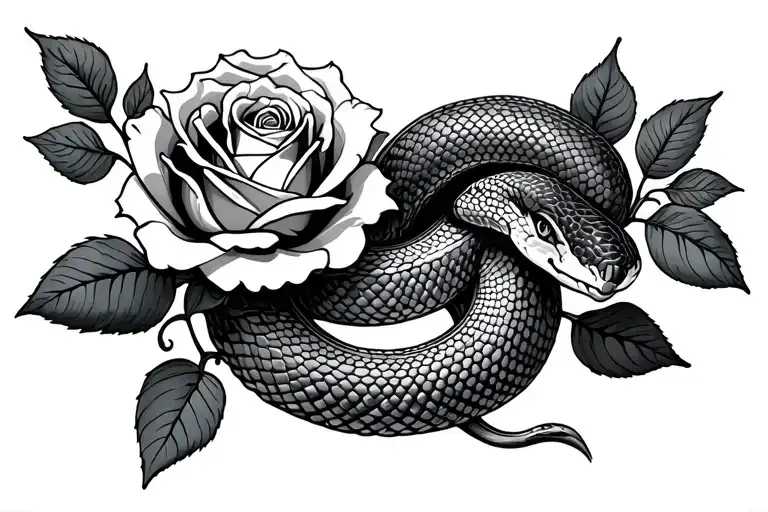Rose And Snake Coiled