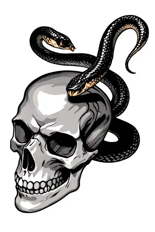 Skull With Snake
