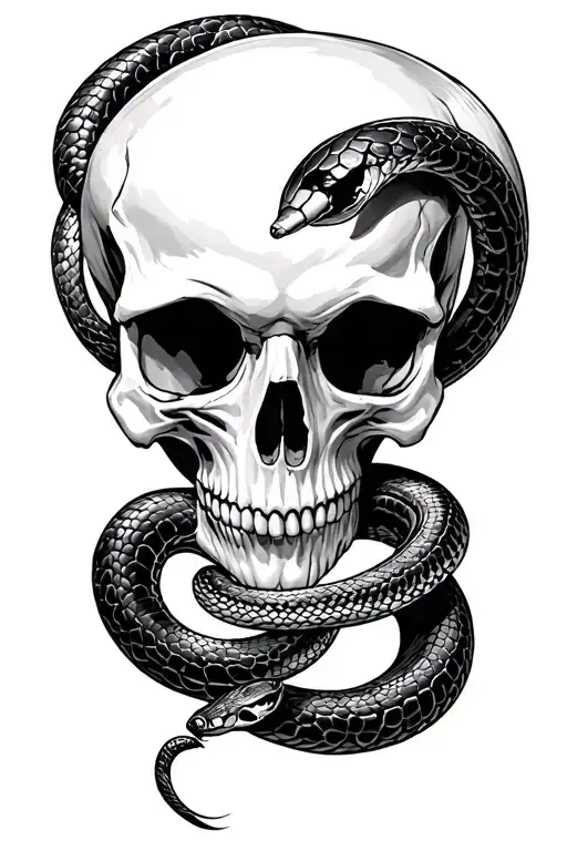 Skull With Snake
