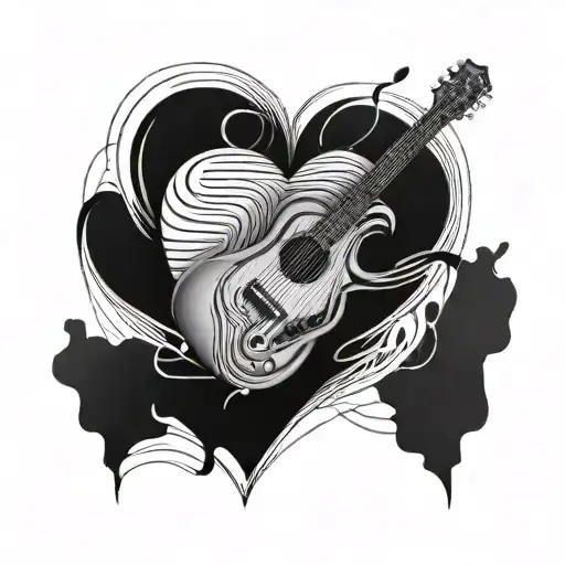 Linear Guitar Lines And Heart