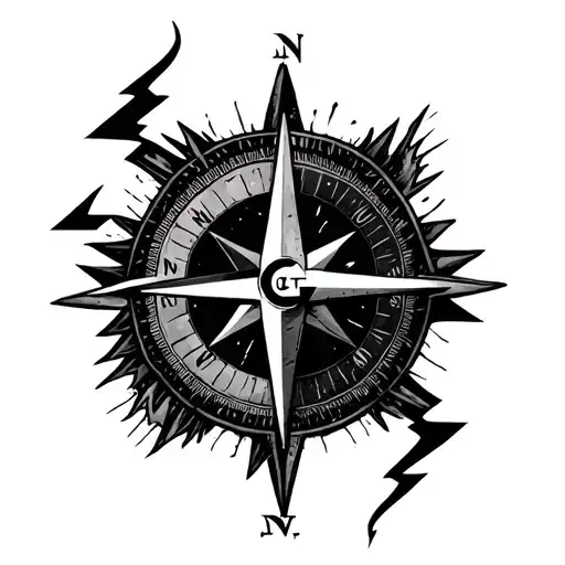 Compass Rose With Lightening Bolt In The Middle