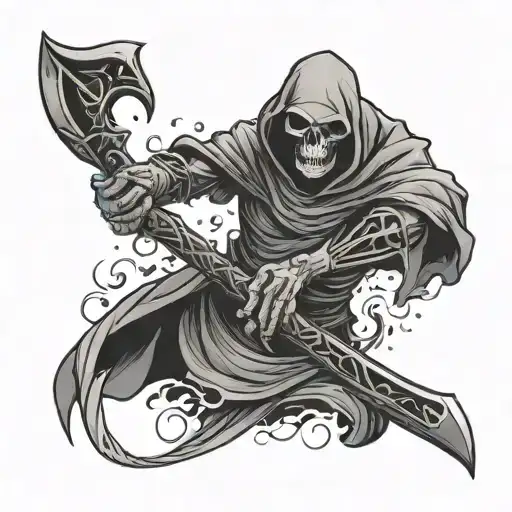 Grimm Reaper Holding A Scythe
