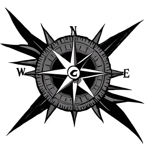 Compass Rose With Lightening Bolt In The Middle