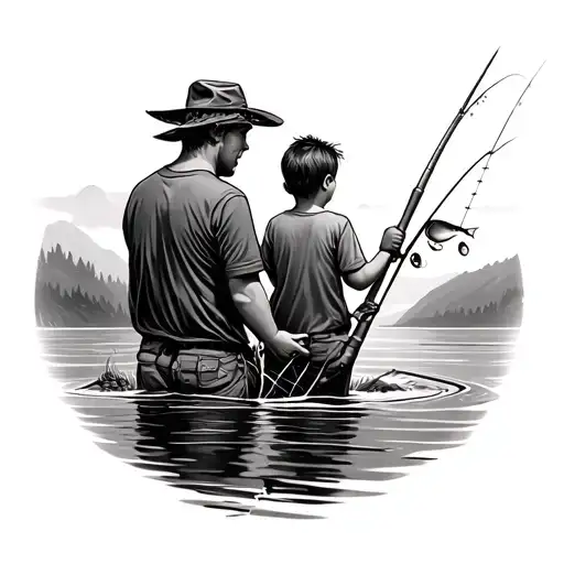 Father And Son Fishing