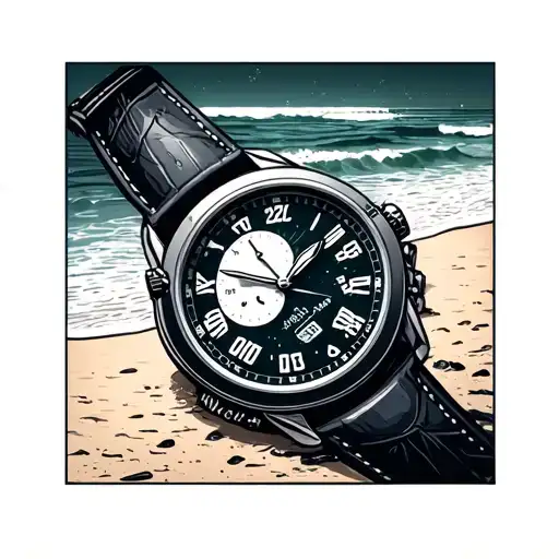 Watch With A Beach Inside And The Time Set To Five Twenty Two