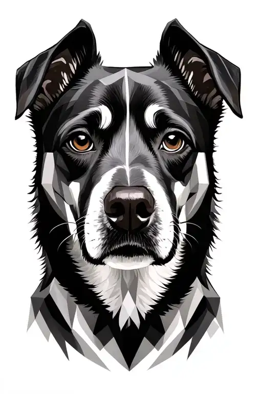 Dog Portrait With Geometric Elements