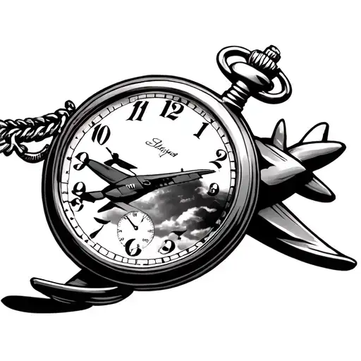 Pocket Watch With Airplane As Hour Hand