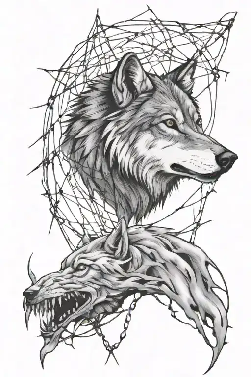 Wolf Released With Barbed Wire