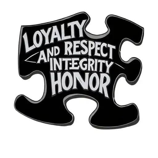 A Puzzle Piece With The Words Loyalty And Respect Integrity Honor Drawn