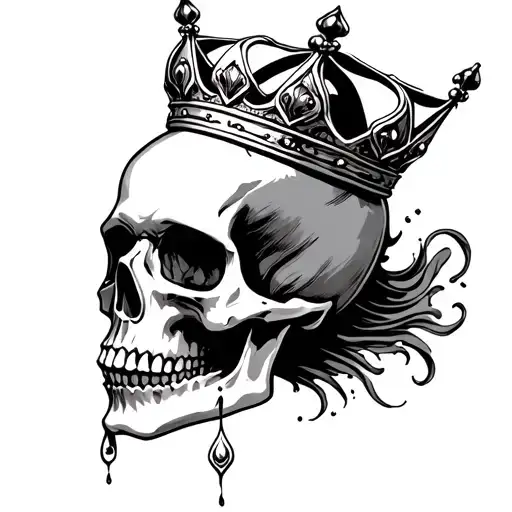 Skull Wearing A Crown Single Tear