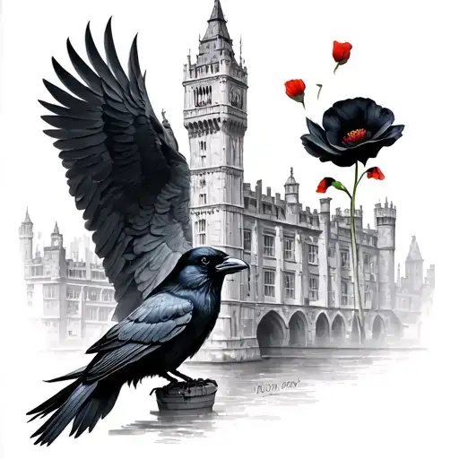 Tower Of London With Raven And Poppys