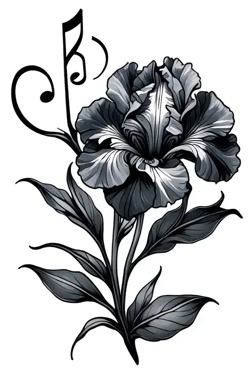 Iris Flower With Music Note Intertwined