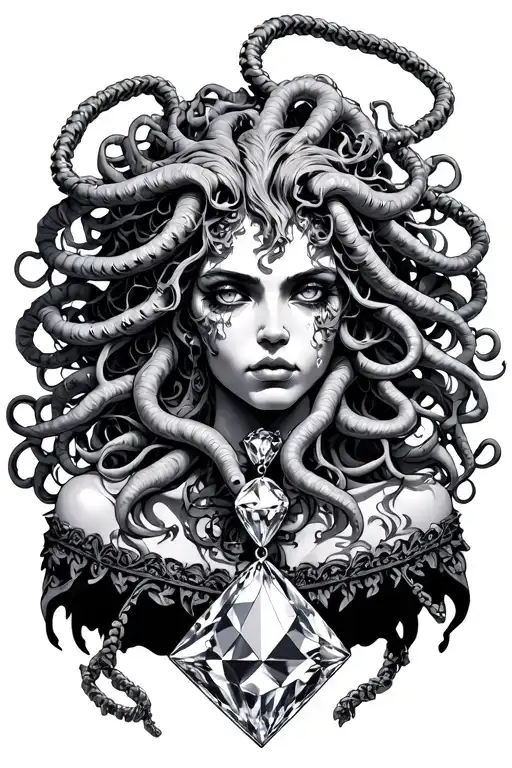 Medusa Wearing A Diamond Chain With A Huge Pendant