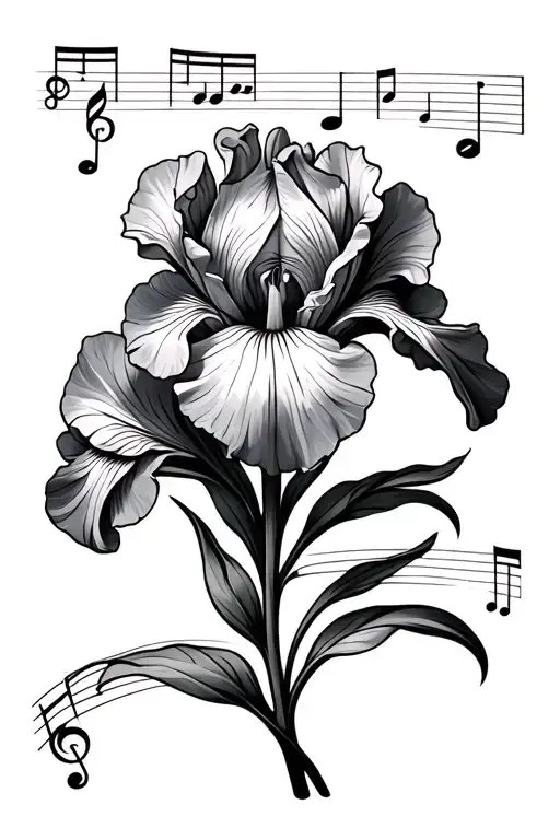 Iris Flower With Music Note Integrated