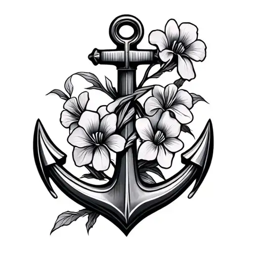 Anchor With Iris Flowers