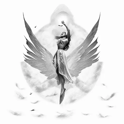 Greek Myth Icarus Falling With Outstretched Wings