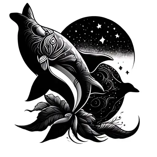 Indian Pen With Dolphin And Moon