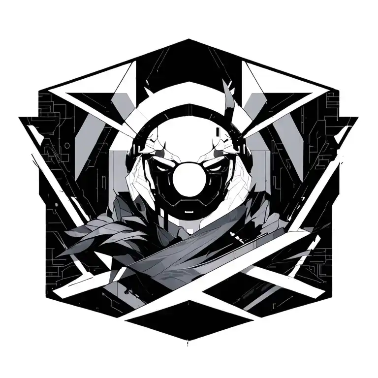 Cyberpunk Japanese Geometric Design Incorporating