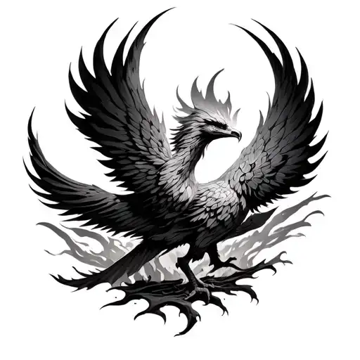 Phoenix Rising From Ashes Symbolizing Overcoming