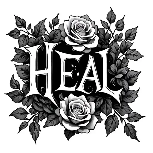 The Word Heal With Roses And Vines Wrapping Around It