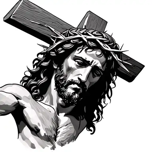 Jesus On The Cross With Crown Of Thorns