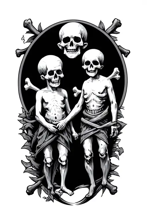 Cross Bones Father Rip Son Holding Hands