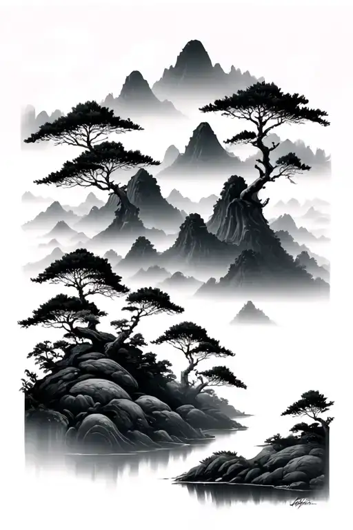 Bamboo Forest Landscape Mountains